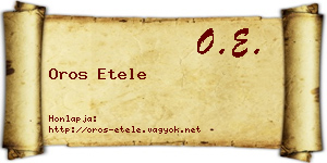Oros Etele névjegykártya